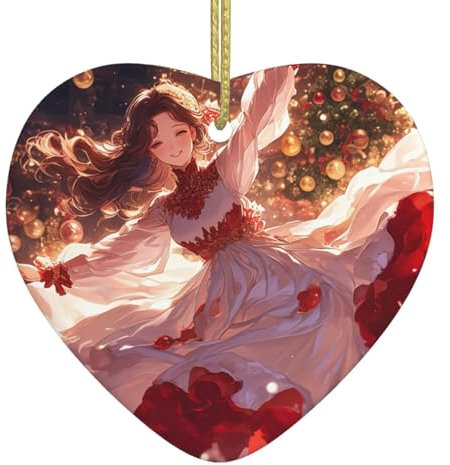 Adorno de cerámica con forma de corazón para mujer, cascanueces, ballet, Navidad, Navidad, recuerdo de porcelana para colgar árbol Xmax