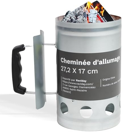 Ravigarden Cheminée Barbecue en Acier Galvanisé | Allume Barbecue Rapide & Efficace | Accessoire BBQ Charbon