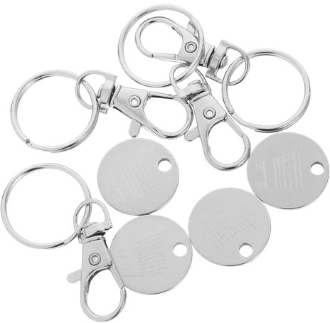 HOUDERCO 4pcs Stainless Steel Keychain Shopping Cart Coin Trolley Token Remover Unlock Key Holder Keychain for Cart Use Carrying Everyday