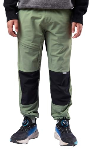 CALBOUNT Kids Lightweight Waterproof Trousers Elasticated Waist Hiking Outdoor Joggers Green 130