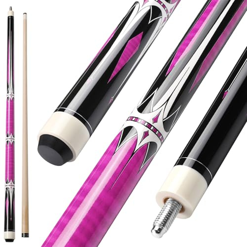 ASMPCUE Queue de Billard, 58'' Queue de Billard 13mm Tips Pool Cue pour Joueurs de Billard Professionnels, 1/2 Maple Queue Sticks de Billard Sport, Pool Sticks for Billard Enthusiasten, Rose