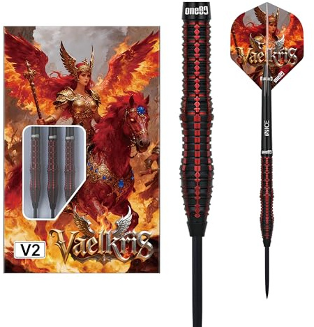 ONE80 Steeldarts Vaelkris VHD 90% Tungsten Steeltip Dart Steeldart Dartpfeile Set mit Schäften und Flights Hochwertige Tungsten Steeldarts