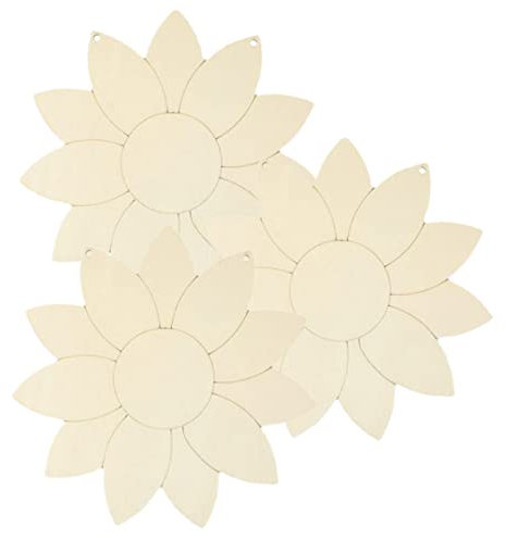 SEWOART 3stücke Sonnenblumen Holzverzierung Unlackierter Holzschnitt Diy Bastelholzdeko Für Handmalerei Glatte Oberfläche Holzscheiben Für Hochzeit Geburtstag Und Festlichkeiten
