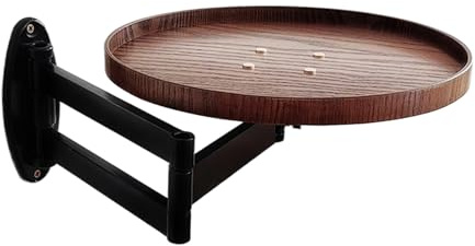 Hqunjikp Small Round Wall-Mounted Table,Wall-Mounted Small Round Table, Fold Down Desk, Folding Tray For Home, Shop, Milk Tea Shop And Cake