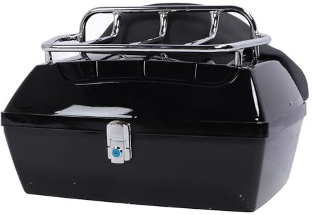 Aramox 48L Motorcycle Rear Trunk ABS Motorcycle Tail Box Rear Luggage Storage with Security Lock & Design for Helmets Riding Gear (Black)