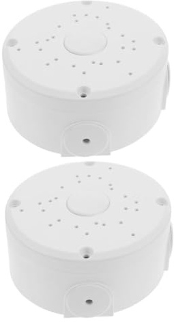 SHINEOFI 2PCS Weatherproof Cctv Junction Box with Cable Storage White Outdoor Camera Mounting Base for Bullet Dome Cameras Security Cable Management Box