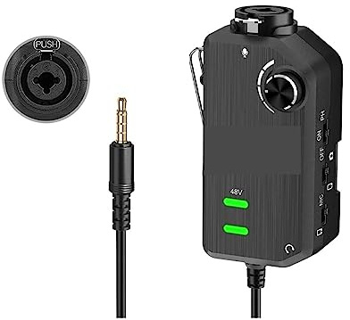 Soundkarten-Kit, AD2 XLR/6,35 mm Audio-Vorverstärker-Adapter mit 48 V Phantomspeisung, Gitarrenschnittstelle, Mikrofon-Vorverstärker