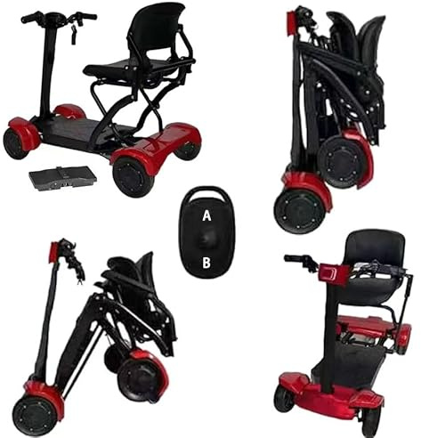 Automatic Folding Mobility Scooter, 28 KG Lightweight, Auto Folding Travel Scooter, Mobility Chair, Magnetic Brakes, Aluminium Frame, 250W Brushless Motor, 20 KM Removable Battery, Remote Control