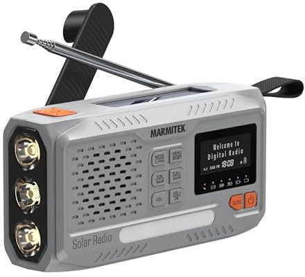 Radio d’emergenza Marmitek RESQ 100 – a manovella e solare con DAB+/FM – Powerbank 4500 mAh – Schermo LCD a colori e torcia LED – Impermeabile e affidabile – Ideale per casa e blackout
