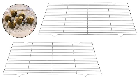 mucHome 2er Set Auskühlgitter aus Edelstahl 45 x 30 cm rechteckiges Kühlgitter Abtropfgitter zum Backen und Kochen, rostfreier Edelstahl & Spülmaschinenfest Kuchengitter Pralinengitter Plätzchengitter