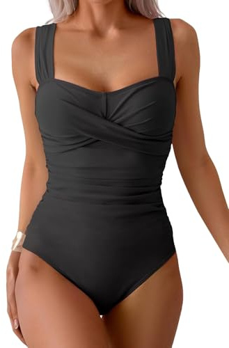 Yutdeng Costume Donna Intero Elegante con Controllo della Pancia Costumi Interi Push Up Curvy con Spalline Larghe e Regolabili Bikini Donna Mare Piscina Spiaggia
