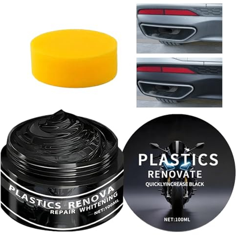 Pasta Restauratrice Per Plastiche Nere Auto E Moto - 100ml Rinnova Plastiche Auto Nero, Rinnova PlasticheAuto Per Paraurti, Sedili E Interni, Effetto Lucido E Protettivo, Facile Applicazione