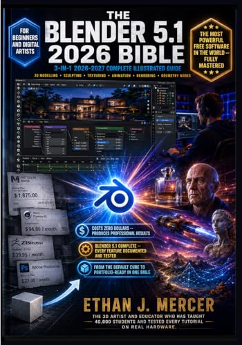 The Blender 5.1 2026 Bible: 3-in-1 Illustrated Guide to 3D Modelling, Sculpting, Texturing, Animation, Geometry Nodes, Lighting, Rendering and Compositing - Step-by-Step Tutorials, Real-World Workflow