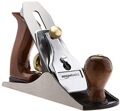 Amazon Basics Pialla manuale n. 4, universale e regolabile, con lama da 50.8 mm e impugnature in legno, per una lavorazione del legno di precisione, Marrone