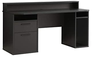 Forte Tezaur Computertisch Gaming Tisch Gamer Schreibtisch mit 1 Tür und 1 Schublade, Holzwerkstoff, Schwarz, B x H xT: 160 x 91 x 72 cm
