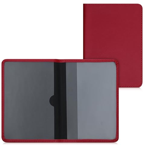kwmobile Custodia in pelle PU per Libretto Circolazione Auto - Cover Portalibretto con Scomparti per Tessere Patente - Foderina Porta Documenti rosso scuro