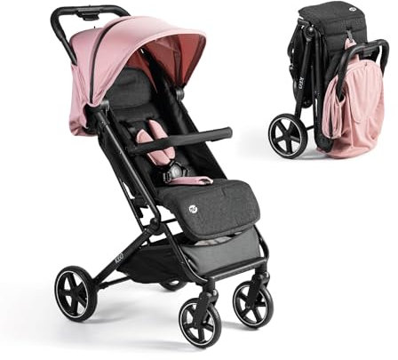 MS Keo Passeggino - Passeggino, Ultraleggero e Compatto - Fino a 22 Kg, Capottina Allungabile e Pieghevole tipo Libro (Rosa)