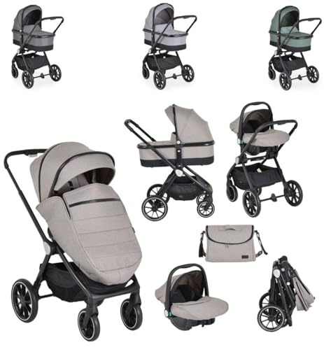 Cangaroo Kombikinderwagen 3 in 1 Christiano Babywanne Babyschale klappbar Tasche beige