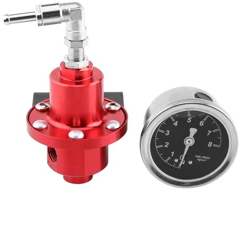 Fuel Pressure Regulator, Universal Aluminum Adjustable Fuel Pressure Regulator Kit with Gauge for Car Auto