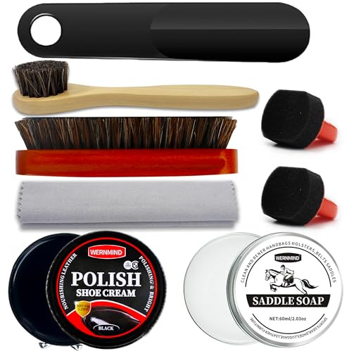 WERNMIND Saddle Soap Black Shoe Polish Kit Leather Boots Soap Cleaner Shoe Polishing Wax Shoe Shine Cream Cleaning Care Set