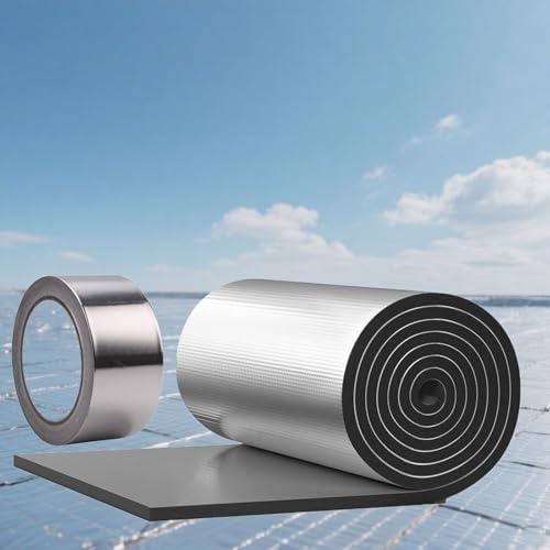 Aluminium Foil Insulation Roll-Self-Adhesive 10mm Thick Reflective Insulation Panel with Tape- Winter Warmth and Summer Heat Shield-Soundproofing Mat for (Size:1*1m(3.2*3.2ft),Color:20mm)