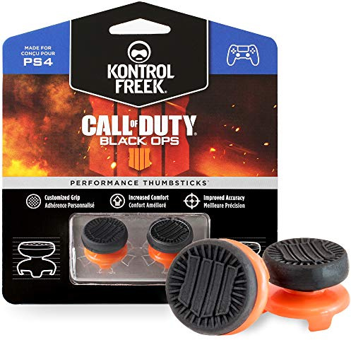 KontrolFreek Call of Duty: Black Ops 4 Manette pour PlayStation 4 (PS4) et PlayStation 5 (PS5) | Joysticks de Performance | 2 Taille Haute | Noir/Orange