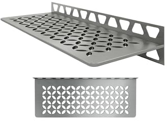 Schluter Regal, Wandregal, Blumenmuster | Ideal für geflieste Wände, 4 mm dick, Edelstahl-Material – SWS1D5EB