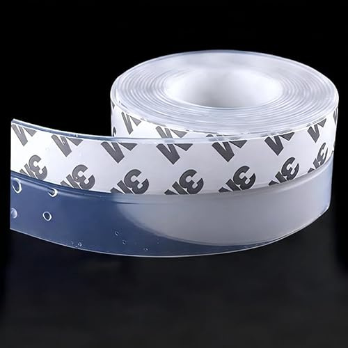 HOSAUD-Türdichtung 5M Dichtungsband Dusche klar, selbstklebender Zugluftstopper für Türen, Wärmedämmung, Kälteschutz, Energie sparen – Schnell & einfach anzubringen Transparent (45 mm Breite)