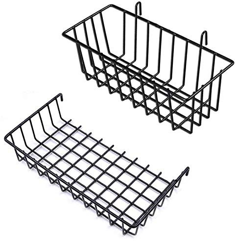 GBYAN Gitterkörbchen Metalldraht Korb für Gitterwand Wandgitter Regalkörbe Hänge Korb Gitterfotowand Accessoires Wall Grid Baskets, 2 Pack