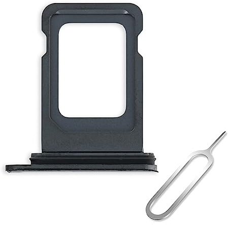 Cemobile Einzelner SIM-Kartenhalter Ersatz für iPhone 11 Pro/iPhone 11 Pro Max mit wasserdichtem Gummidichtungsring + SIM-Kartenfach, offener Auswurfstift (schwarz)