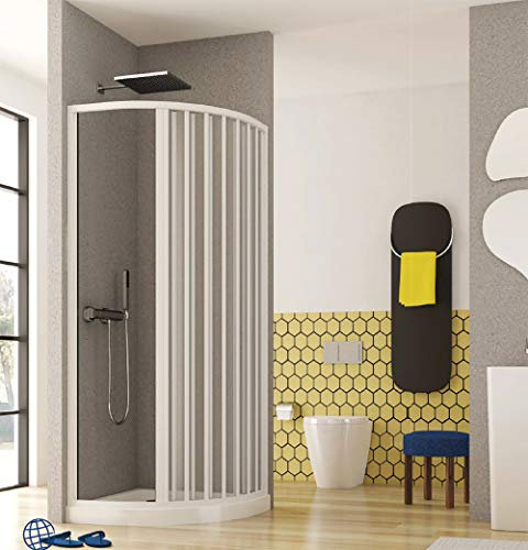Arredobagnoecucine Cabina de ducha semicircular, medida 80 x 80 cm, cabina plegable con apertura lateral, blanco