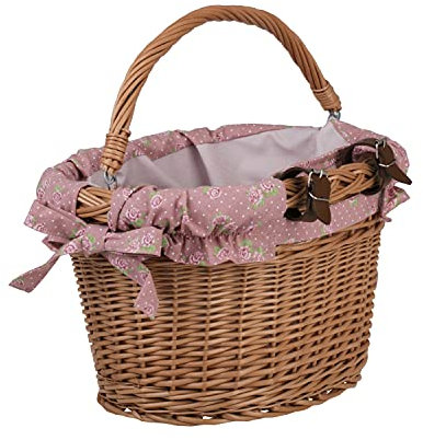 e-wicker24 Alles aus Weide Cestino per bicicletta in stile retrò, cestino in vimini con cinghie in pelle, per una bicicletta