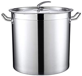 WHLMYH POT Zuppiera con coperchio, in acciaio inox, facile da pulire, 26 cm, argento, 37 cm, 35 cm