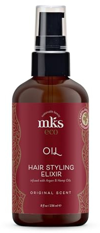 MKS Eco Oil, Original - 8 fl oz - Haarstyling-Elixier - Marokkanisches Arganöl, Hanfsamenöl - Befeuchtet und pflegt das Haar, kontrolliert Kräuselungen, erhöht die Glätte - Vegan & tierversuchsfrei