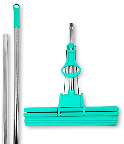 ABACUS Mocio estremamente assorbente – Lavapavimenti Green Mop, Wringer con 4 ruote sistema a doppio strizzatore, 40 cm (6070)