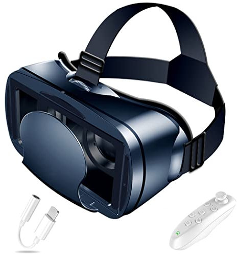 Gafas de Realidad Virtual, 3D VR Gafas con Controlador Bluetooth para Juegos Visión Panorámico VR Glasses para iPhone 13 Pro Max/13 Pro/13/12/11, para Samsung Galaxy S21, Huawei, Xiaomi