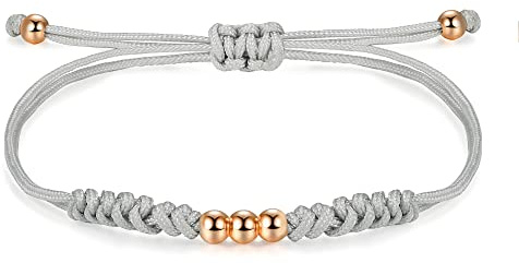 JENDEAR SHINE Bracciale Corda Intrecciata per Le Donne, Bracciale Fatto A Mano con Perline e Nodi, Ragazza Compleanno Amicizia Regalo Fortunato Rosso Nero Gioielli