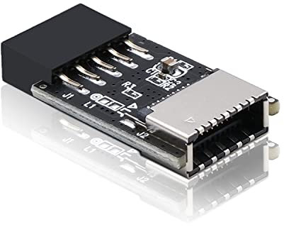 EZDIY-FAB USB 2.0 Internal Header (9-Pin) to USB 3.1/3.2 Type-C (20-Pin) A-Key Front Panel 180 Degrees Adapter, Extend USB Type E Ports to PCs Front Panel Ports
