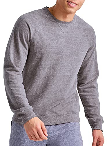 Hanes Men's Crewneck Sweatshirt, Tri-Blend French Terry, Black 50R Pe Heather, Large