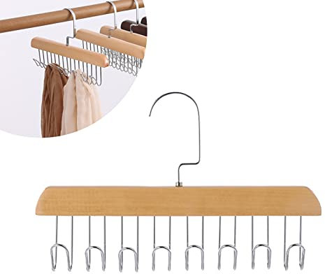 Krawattenhalter, Krawattenbügel, Gürtelhalter Rack, Gürtelhalter Kleiderschrank, Holz-Gürtelhalter, Geeignet für Schals, Krawatten, Gürtel (8 Haken), 28 x 18 cm