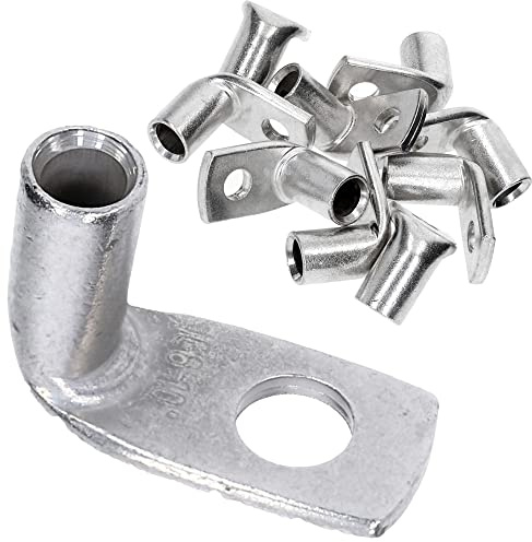Kalitec 10x Rohrkabelschuhe 10mm² M6 gewinkelt - Kupfer Quetschkabelschuhe