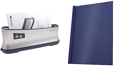 Olympia - Effizientes Thermobindegerät A4 TB-1280 | extra schnell einsatzbereit | nur 1 min. Bindezeit & Pavo Thermo-bindemappen A4, Rückenbreite 6 mm, 25-er Pack, 41-60 Blatt, blau