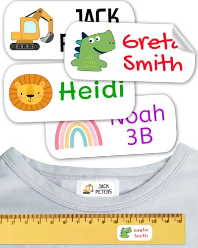 50 Namensaufkleber kinder. Kein bügeln. Für kleidung, schule, gegenstände, kita. Namensschilder personalisiert waschmaschinenfest.