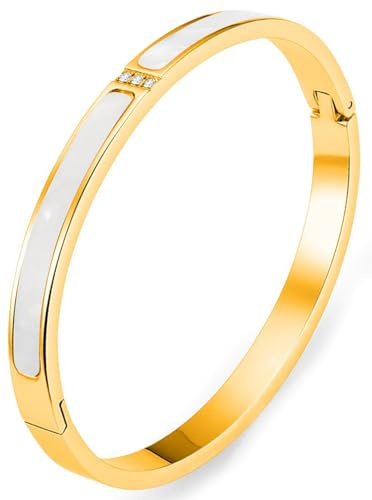 Tidefire Edelstahl Kristall Zirkonia Armbänder 18K Gold Plattiert Damen Armband Titanium Stahl Armreif
