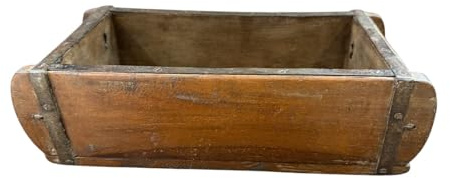 Molde de ladrillo de madera antiguo con accesorios de metal caja forma estilo vintage artesanía Made in Italy