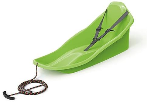 Schlitten Bob Schlitten Kinderbob Rodel Kinderschlitten mit Rückenlehne inkl. Zugseil Sicherheitsgurt Rutscher Rodelschlitten Kunststoffrodel (Grün)