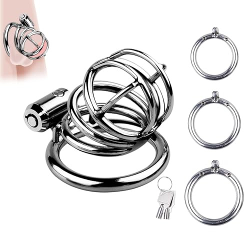 HXLXW Edelstahl Peniskäfig Click Lock Keuschheitskäfig-Set, Chastity Cage Male Metall Keuschheitskäfig Herren extrem Cock Cage Keuschheit SM Bondage Sexspielzeug FüR Männer（50mm）