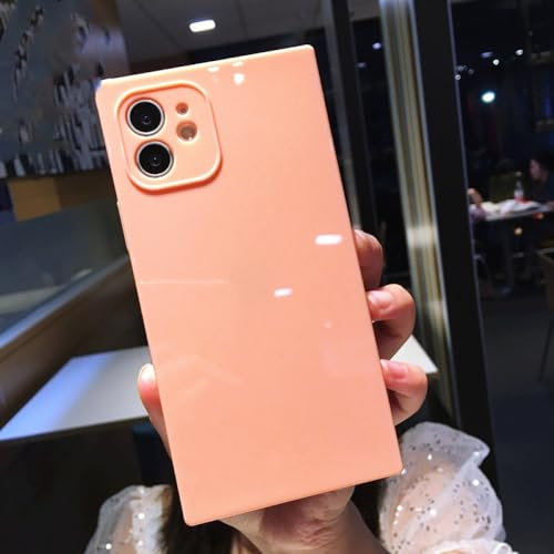 FORLUZ Custodia morbida per telefono in silicone con caramelle quadrate per iPhone 11 12 13 14 Pro Max XS X XR Max 7 8 Plus Mini SE 2020 Cover posteriore paraurti,Rosa,Per iPhone XS