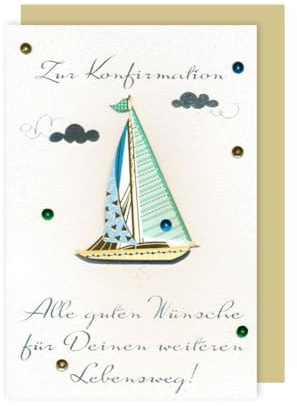 AvanCarte Konfirmation Karte Grußkarte Segelboot Lebensweg16x11cm