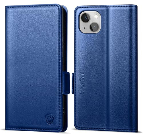 CASBST Handyhülle für iPhone 13 Hülle Premium Leder Schutzhülle Klappbar mit Kartenfach Ständer Magnet für iPhone 13 Handytasche mit RFID Kameraschutz Flip Case Klapphülle für iPhone 13 Royalblau